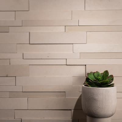 Linear Lines 6.5 in. x 12 in. Island Ivory Honed Limestone Wall Tile