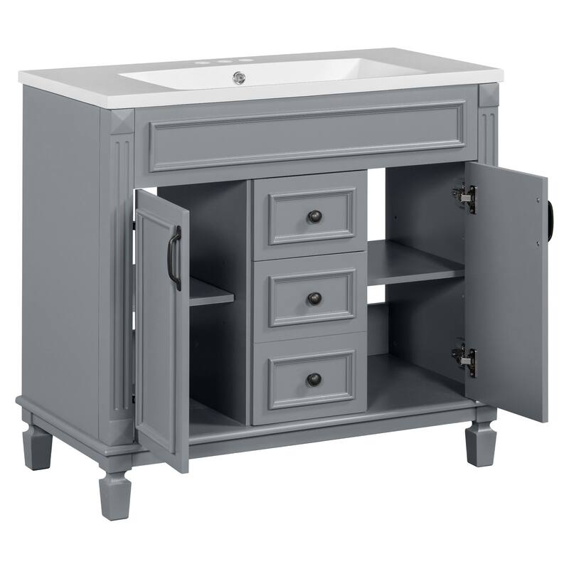 2 Drawers Bathroom Vanity with Top Sink