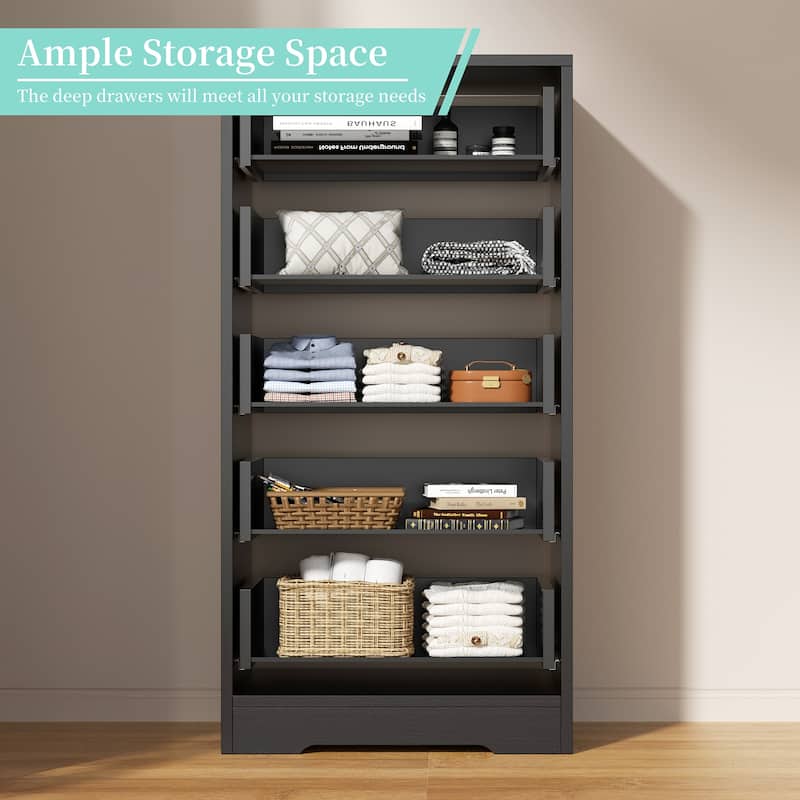 5-Drawer Bedroom Dresser, Wood Chest of Drawers