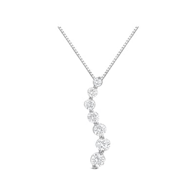 Auriya 14k Gold Curved Diamond Journey Necklace 1 carat TW (J-K, I1-I2)