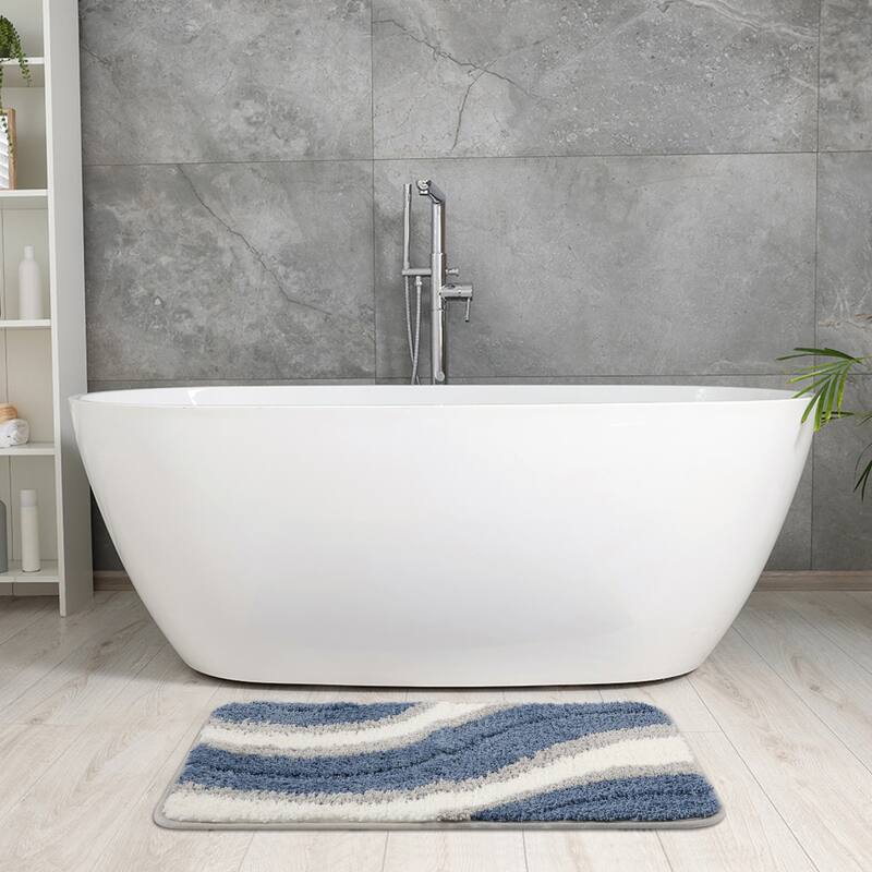 Wavy Stripes Bathroom Rug Mat, Absorbent Bath Rug, Non-Slip Bath Mats for Bathroom Floor, Tub and Shower