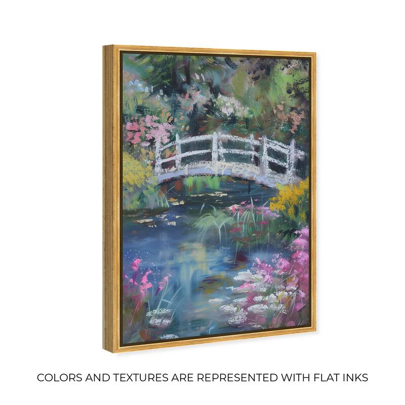 Art Remedy Hidden Garden Framed Impressionism 1 Piece Canvas Wall Art /Monet And Van Gogh Inspired Art