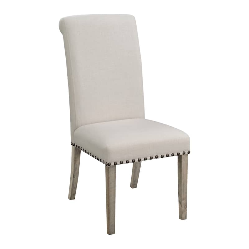 Allan Beige and Pine Upholstered Parsons Dining Chairs (Set of 4)