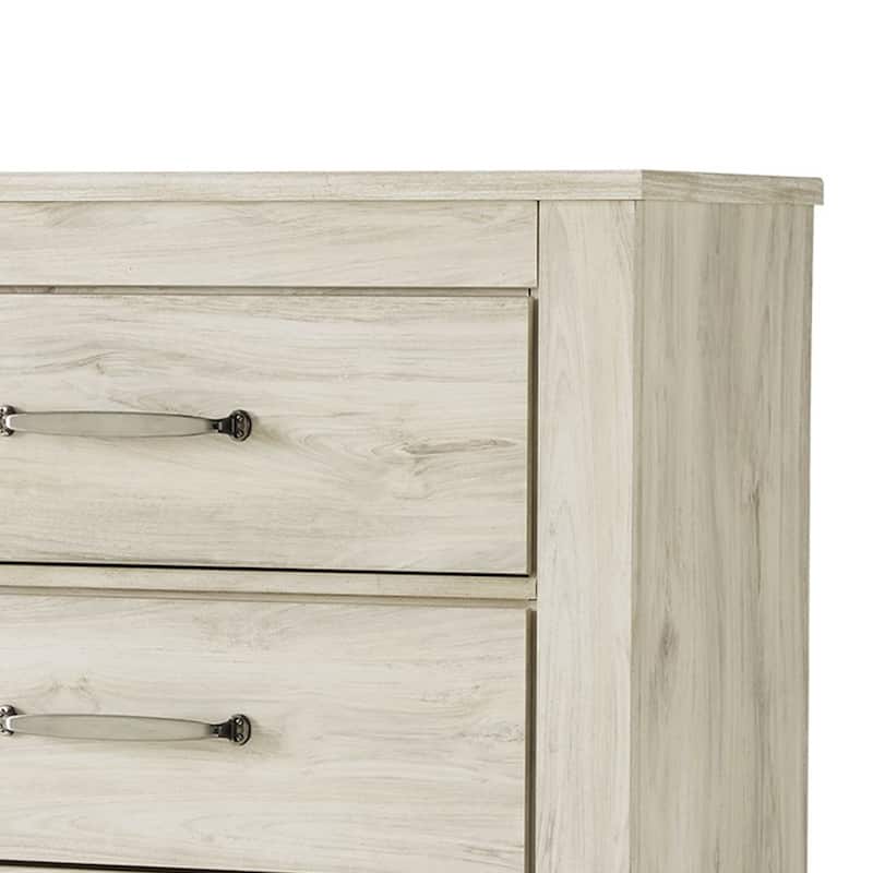 Simon Tall Dresser Chest, 5 Drawers, Rustic Gray Laminate Whitewash