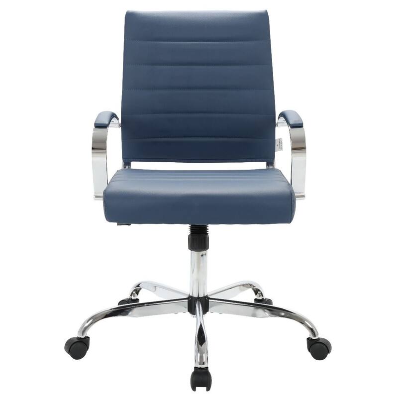 LeisureMod Benmar Mid-Back Swivel Leather Office Chair W/ Chrome Base