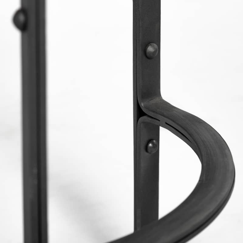 Neo Dark Brown Solid Wood Seat with Black Metal Frame Counter Stool - 15.8"W x 15.8"D x 26.3"H