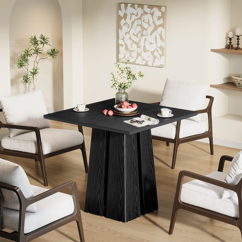 31.5" Rustic Wooden Square Dining Table with Pedestal Base - 31.5 Inch