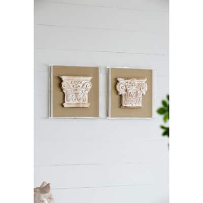 S/2 13.8x1.6x13.8" Wall Art, Wall Décor for Living Room Dining Room Bedroom Office Entryway