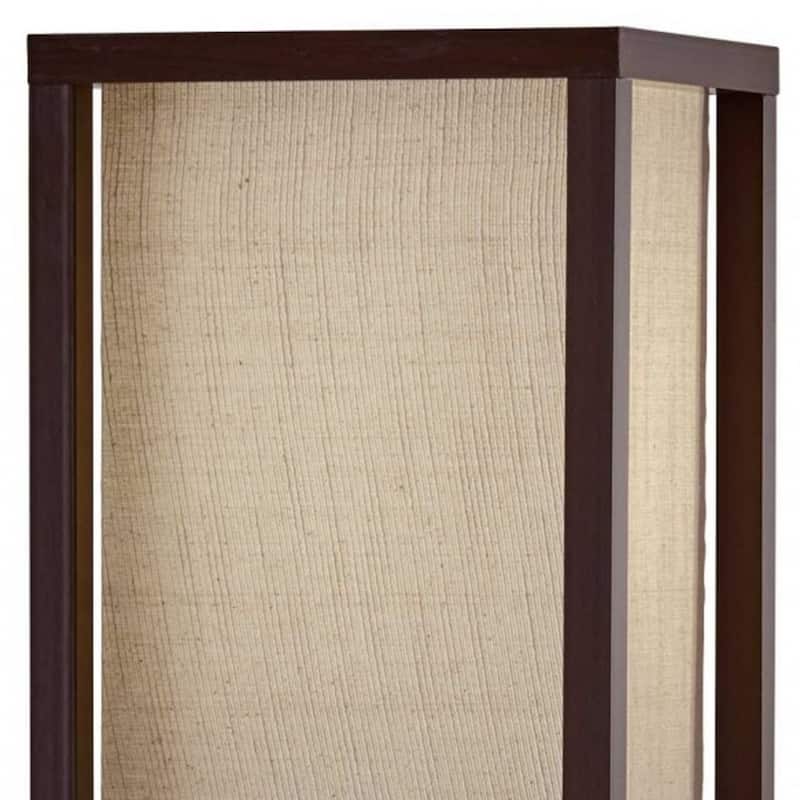 Wood Column Floor Lamp with Square Fabric Shade and Pull Chain - 10.25” x 10.25” x 63” (D x W x H)