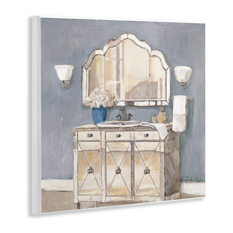 Stupell Traditional Bathroom Sink & Mirror Wall Plaque Art Design By Charlene Olson