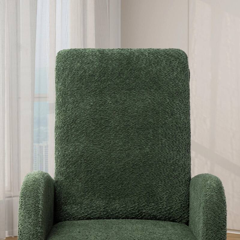 Nursery Rocking Chair, High Back Glider with Retractable Footrest, Side Pocket, Rubberwood Legs for Living Room, Bedroom