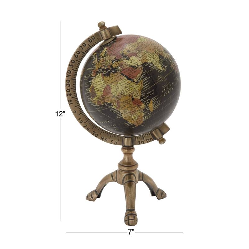 Brown Aluminum Rustic Globe 12 x 7 x 6 - 7 x 6 x 12