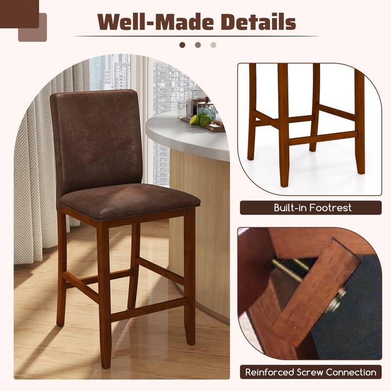 Gymax 26 Inch Counter Barstools Set of 2 w/Upholstered Seat & Backrest