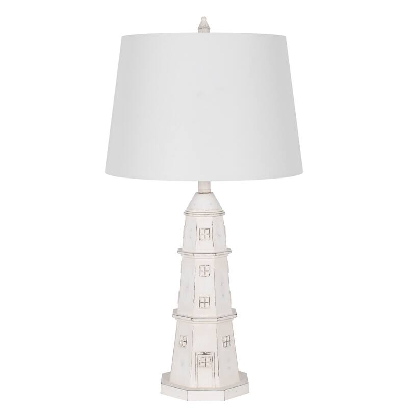 Polyresin 30" Table Lamp with Linen Shade, Antique White