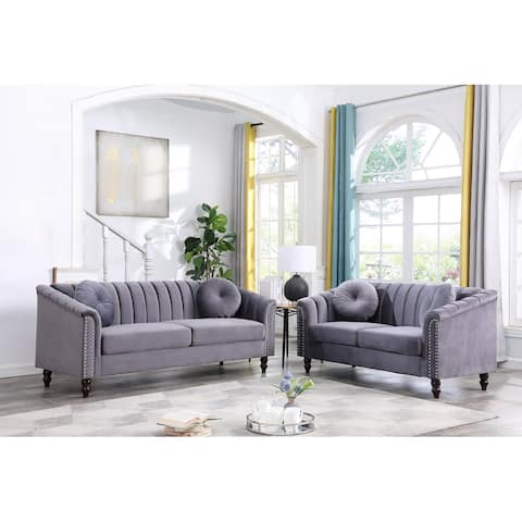 Grey Microfiber 3-Piece Living Room Sofa & Loveseat,Chair(4904)