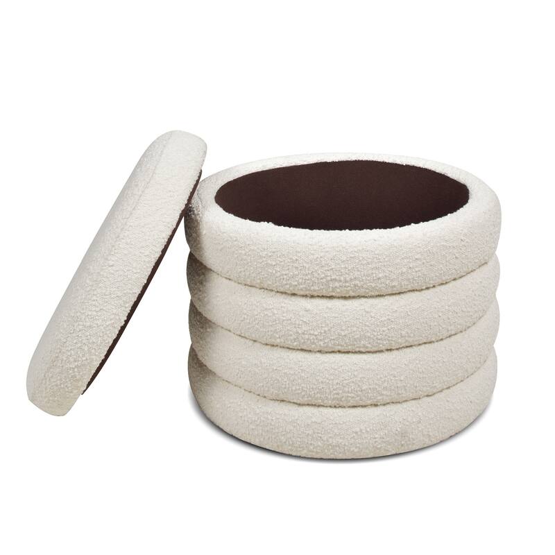 Jennifer Taylor Home Fuji 19" Upholstered Tufted Round Storage Ottoman