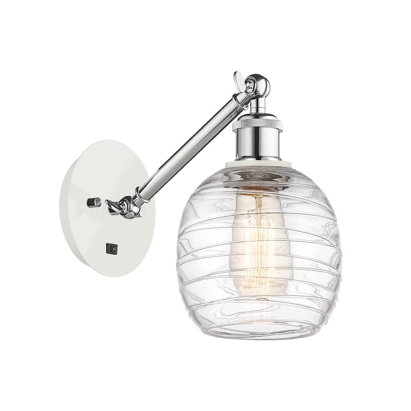Innovations Lighting 317-1W-13-6 Belfast Sconce Belfast 13" Tall Wall - White and Polished Chrome / Deco Swirl
