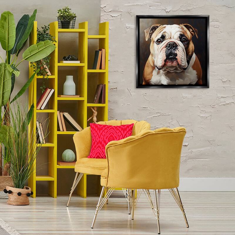 Stupell Stoic Bulldog Portrait Framed Floater Canvas Wall Art Design By Tom Crehan