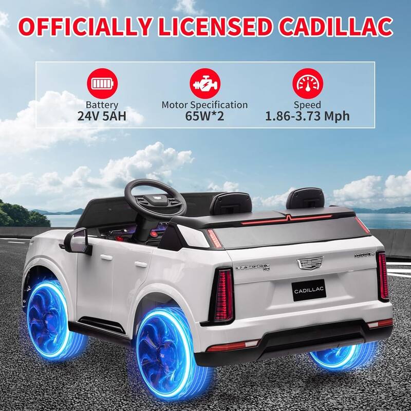 24V Electric 2-Seater Licensed Cadillac Kids Ride-on Car Toy for Kids Best Gifts