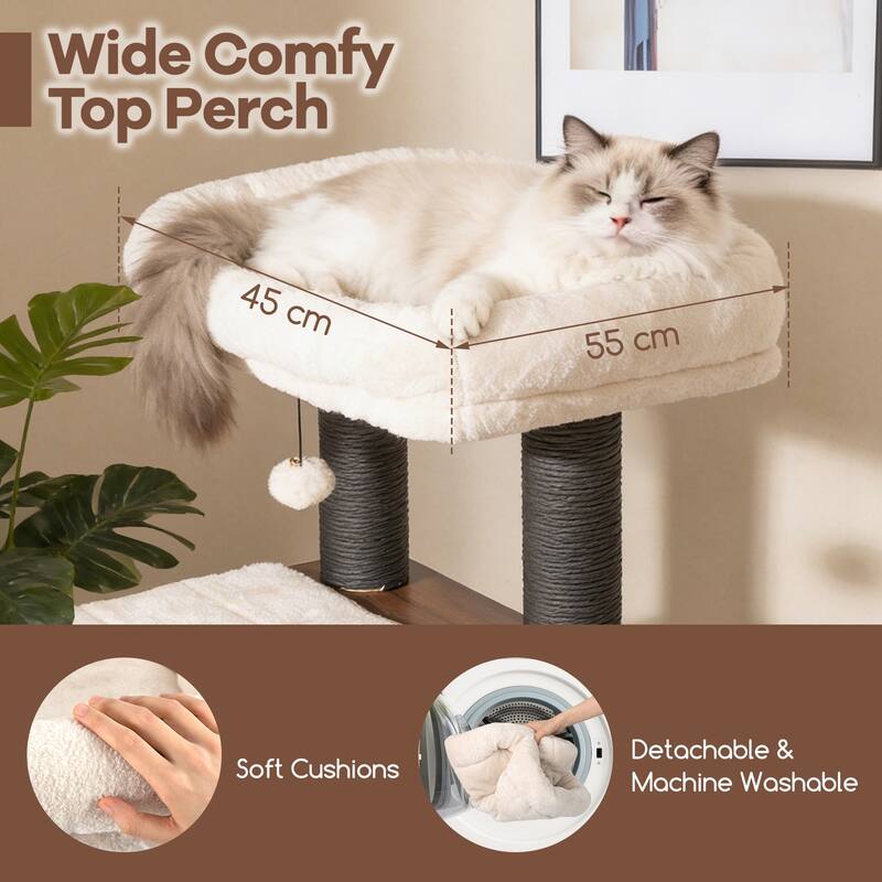 Gymax 53 5'' Tall Cat Tree for Indoor Cat Wooden Cat Tower Top Perch