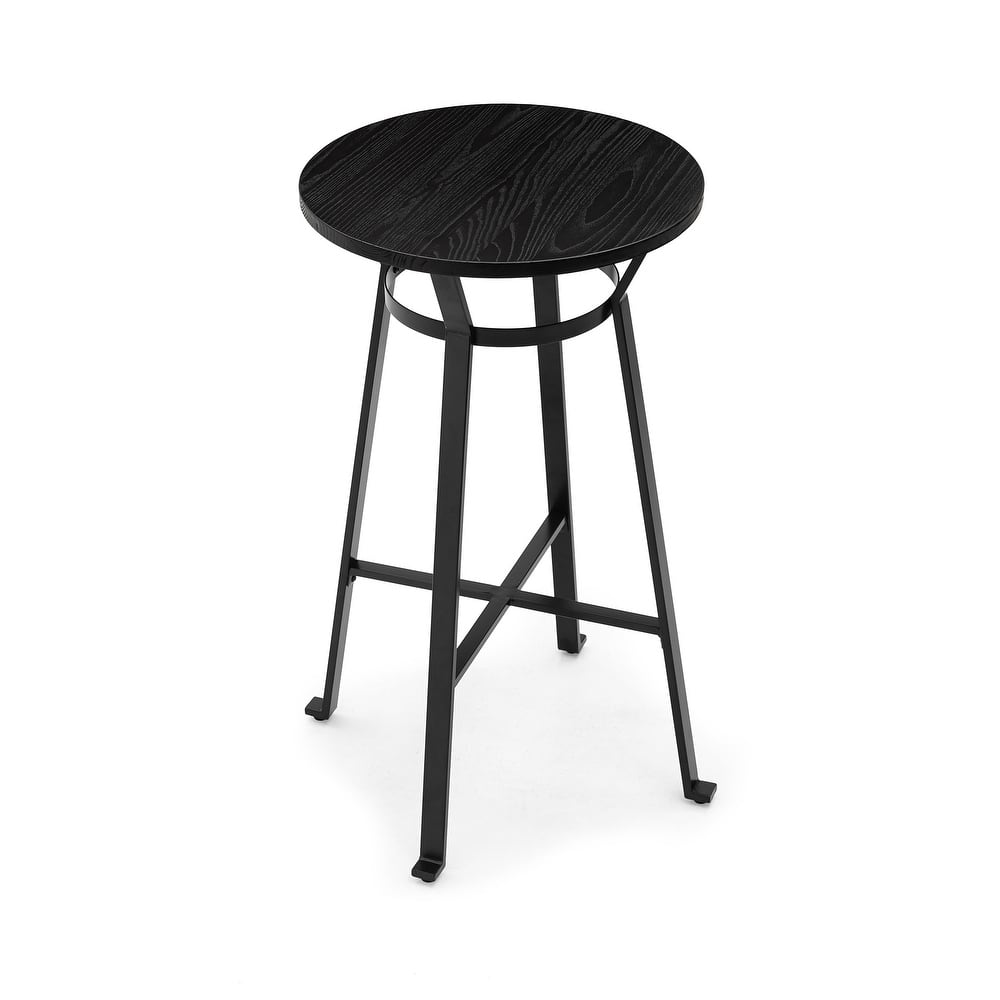 Glitzhome 41"H Rustic Steel Pub/Bar Table with Elm Wood Round Top
