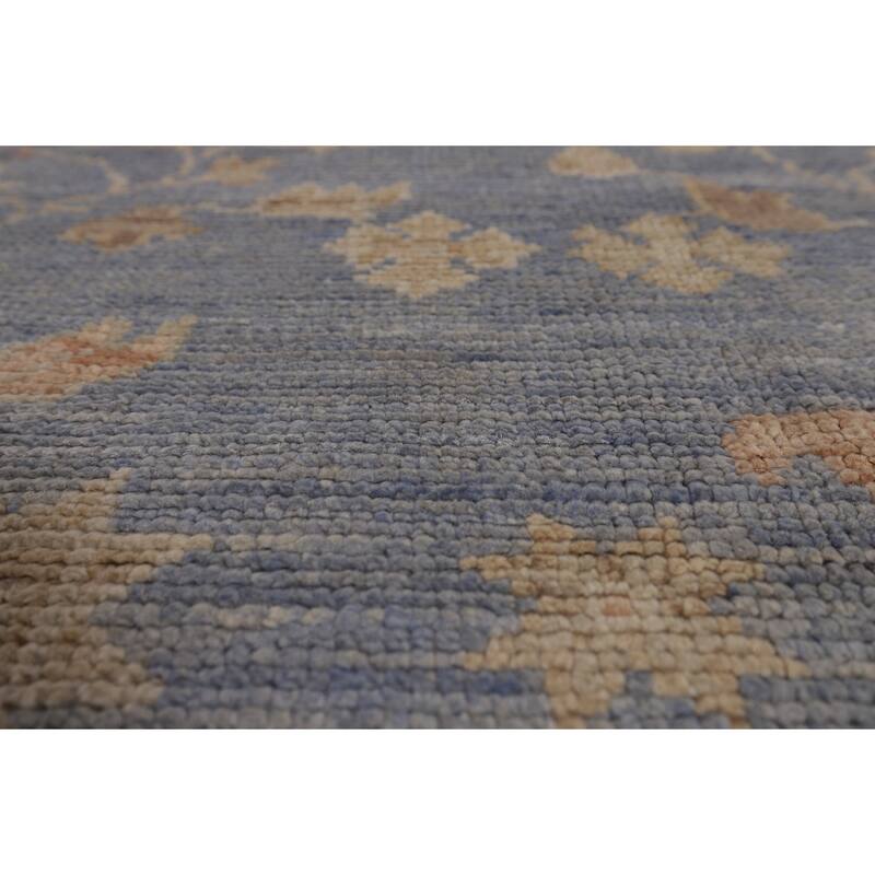 Blue Oushak Vegetable Dye Turkish Area Rug Handmade Wool Carpet - 9'5"x 12'2"