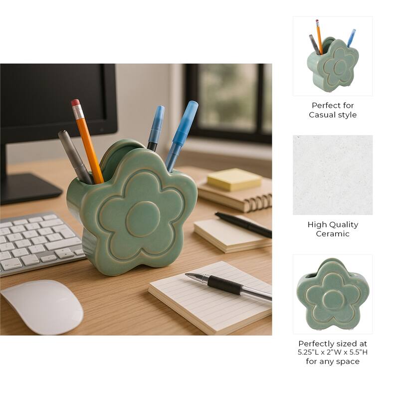 Ceramic Storage Flower Shape Modern Accent - 6"