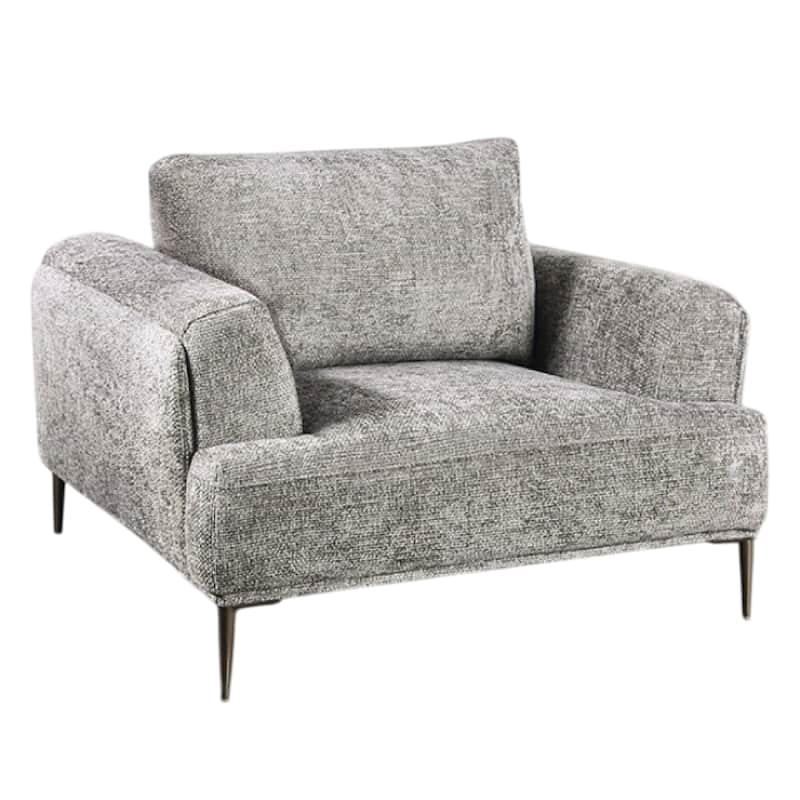Batty Accent Club Chair, Gray Chenille Attached Adjustable Back Pillow