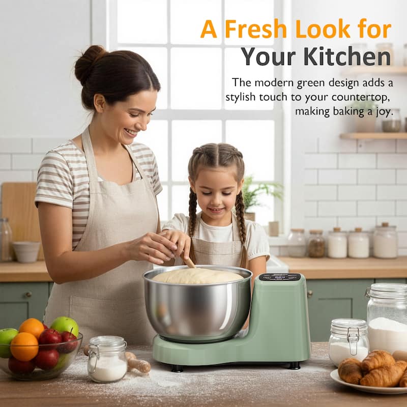 5.3QT Electric Dough Maker with Ferment Function, 5.3QT Dough Mixer - 0.6” L x 9.6” W x 9.7” H