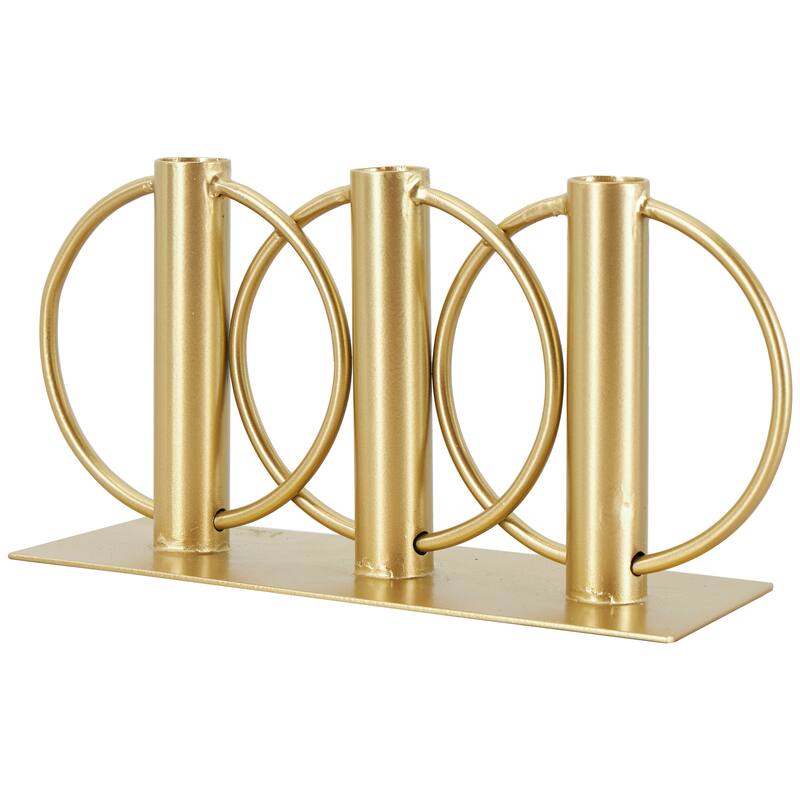 Gold or Black Metal Overlapping Circular Ring Candelabra