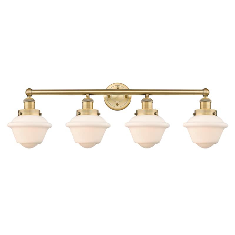 Innovations Lighting Oxford - 4 Light 34" Bath Vanity Light - Brushed Brass/Matte White