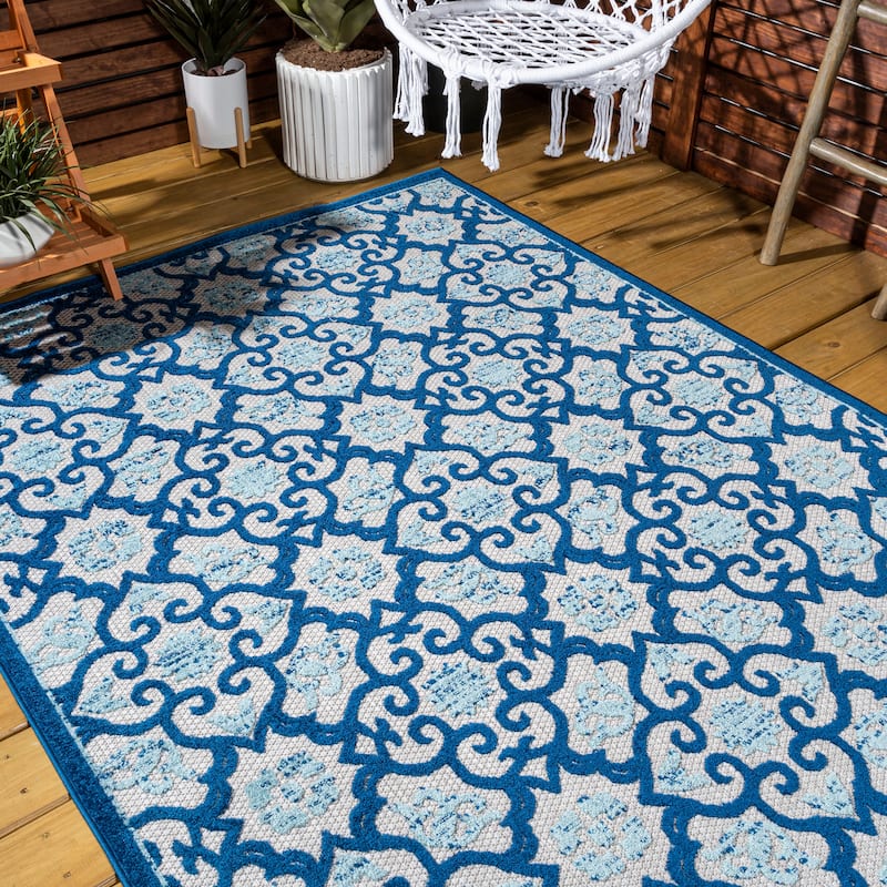 JONATHAN Y Crisantemo Tile Trellis High-Low Indoor/Outdoor Area Rug