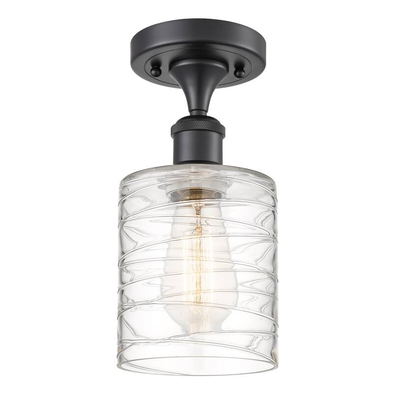 Innovations Lighting Ballston Cobbleskill - 1 Light 5" Semi-Flush Mount - Deco Swirl/Matte Black