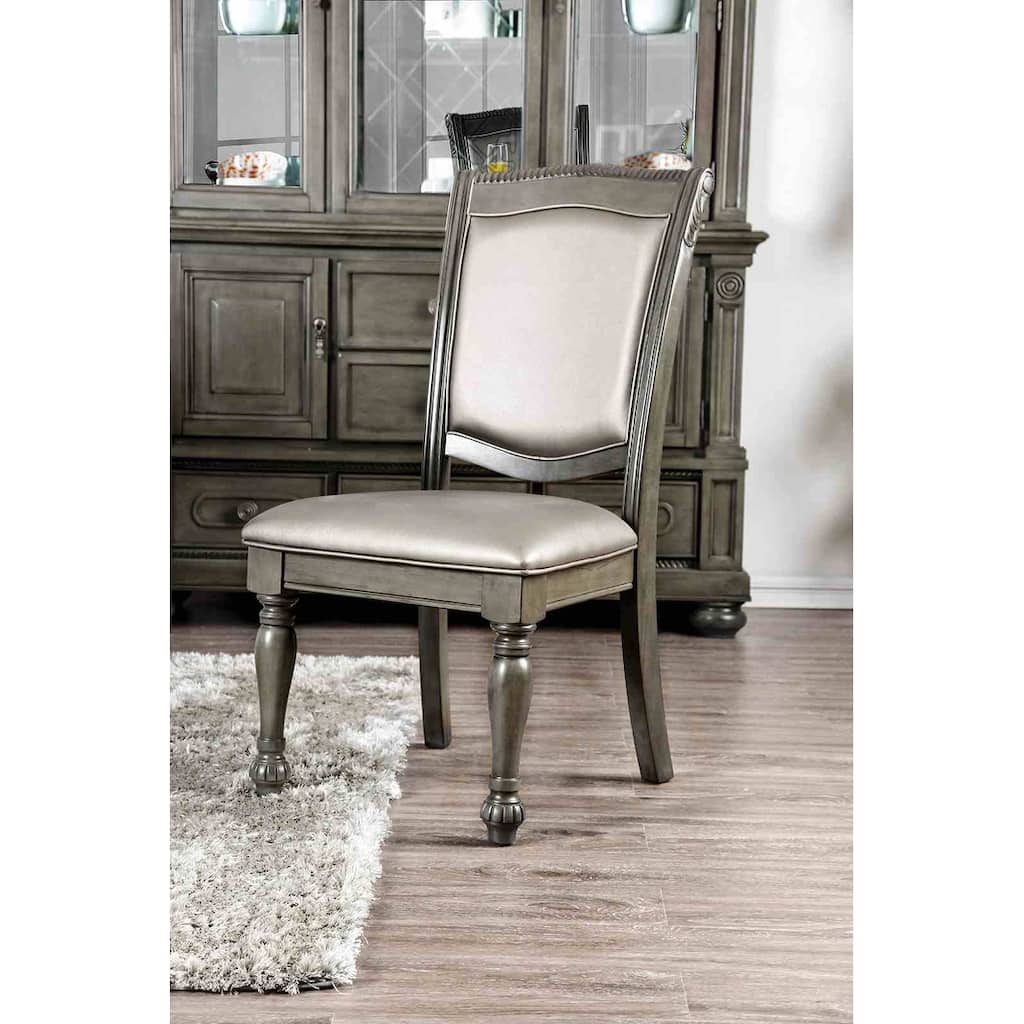 Transitional Gray Finish Padded Seat Side Chairs