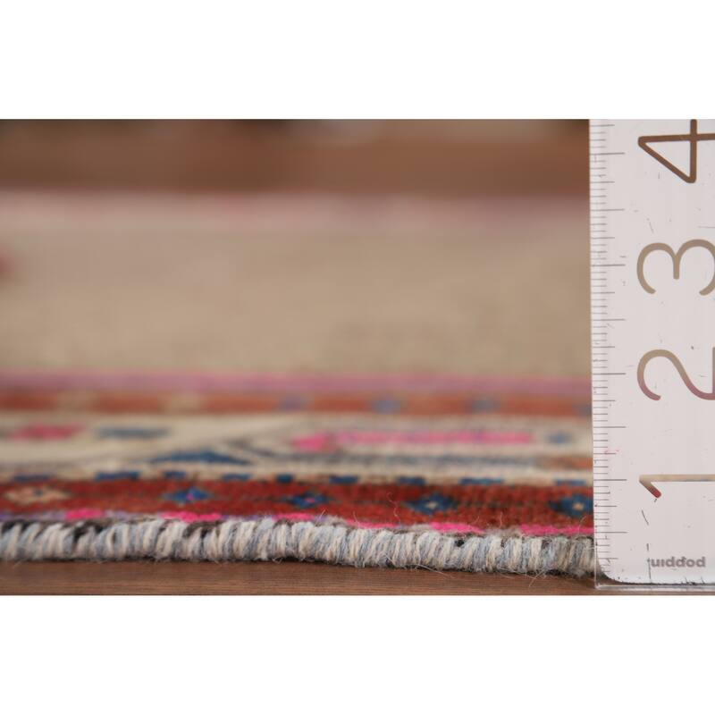 Brown Koliaei Vintage Persian Runner Rug Hand-Knotted Wool Carpet - 3'9" x 11'5"