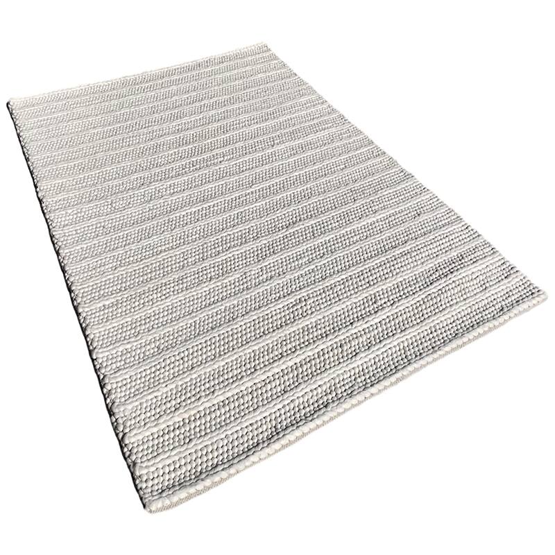 Thick Plush Ivory Cream Chunky Beads Hand-Woven Handmade Wool Natural Area Rug