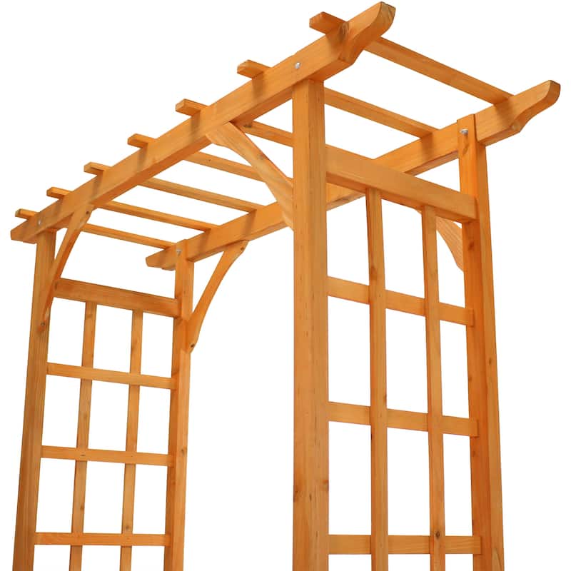 Sunnydaze Wooden Garden Arbor Trellis Arch for Plants - Outdoor Archway - 78" H