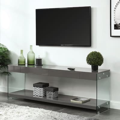 Takamura Modern 60-inch Glass 1-Shelf 1-Drawer TV Console by Strick & Bolton