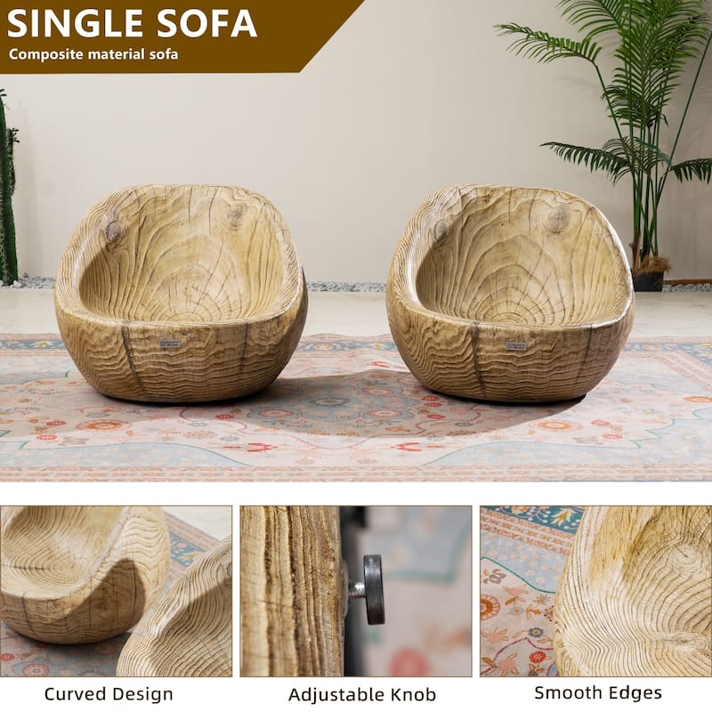 Set of 2 Outdoor Imitation-Wood Stool Sofas