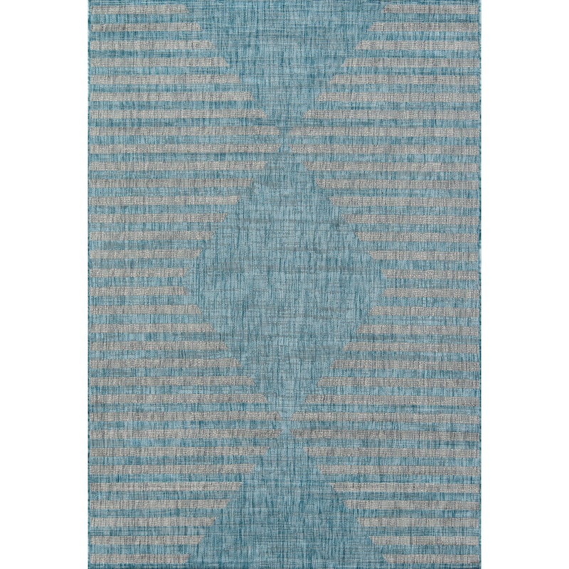 Momeni Villa Geometric Indoor Outdoor Rug - Aqua - 3'11" x 5'7"