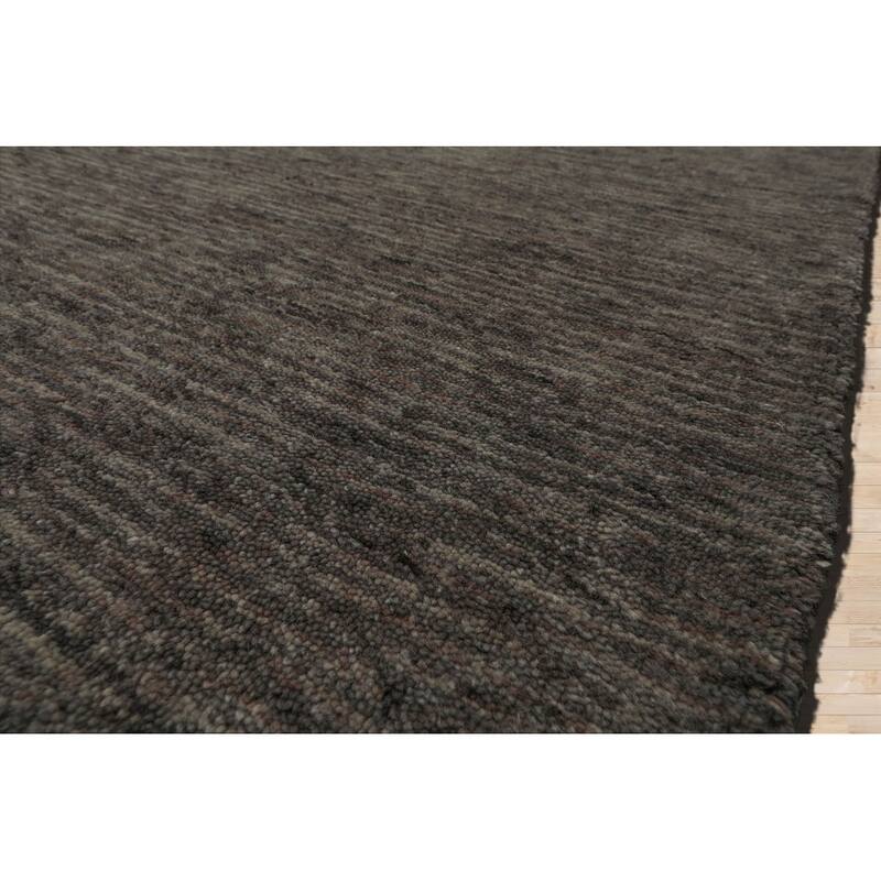 Hand Loomed Tone On Tone Gray Solid Wool Traditional Oriental Rug