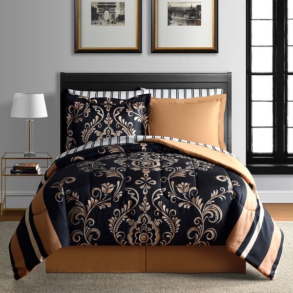 slide 2 of 9, Lanwood Home Sabrina Reversible 8-Piece Bed-in-A-Bag Comforter Set Full