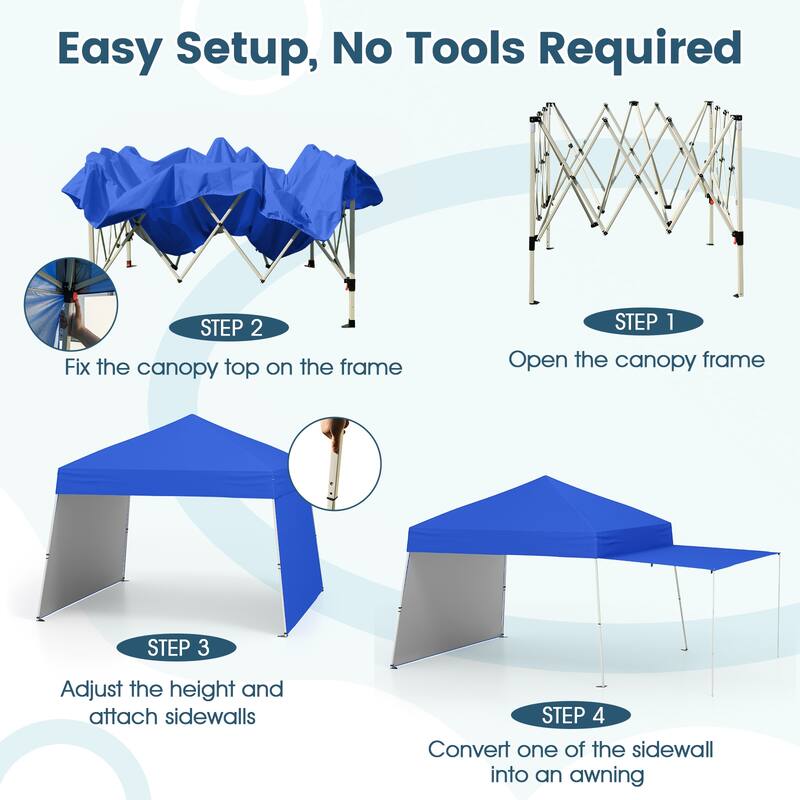 Gymax 14 X 9.2 FT Pop up Canopy Tent w/ 2 Convertible Sidewalls to