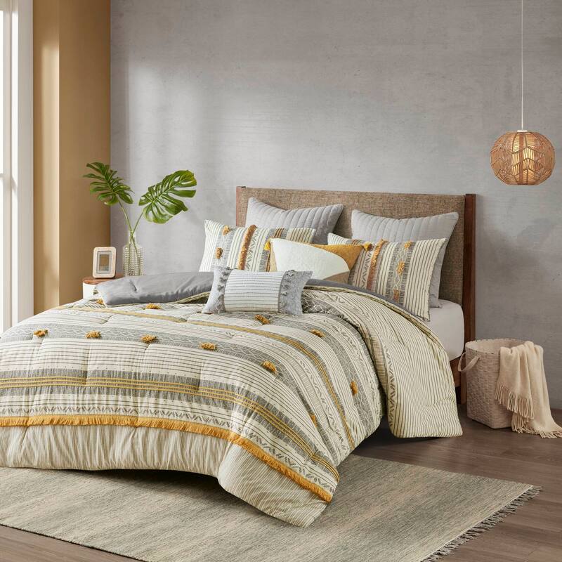 GDF Studio - Cody Cotton Comforter Set with Pom Pom Trim