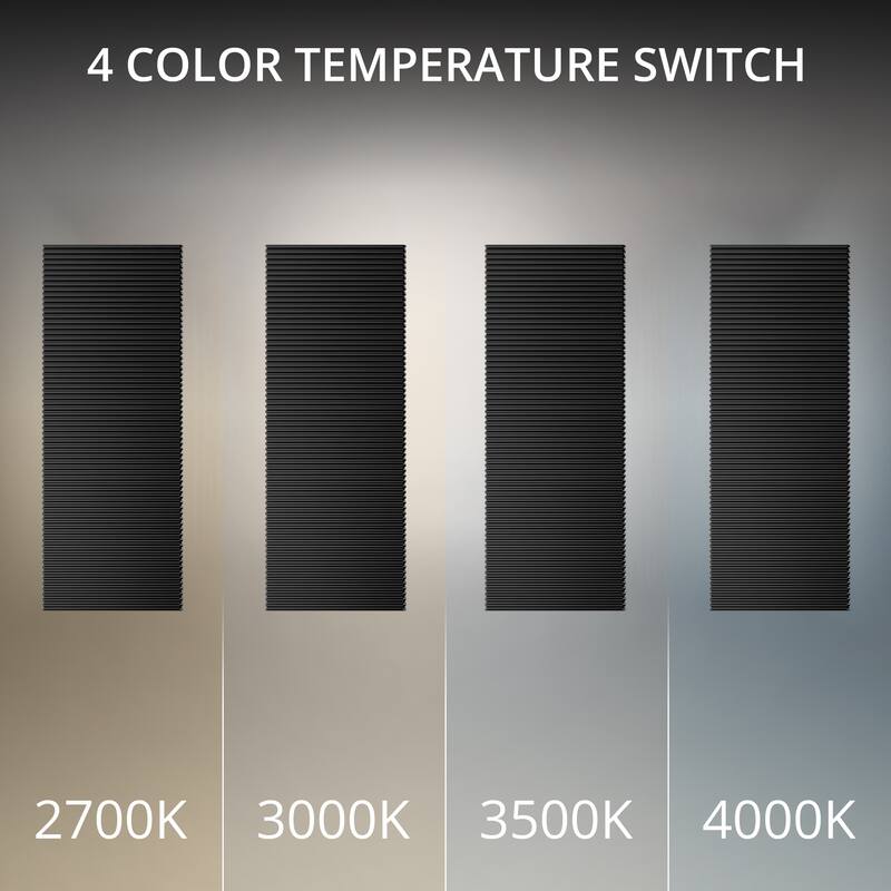 Pillar 16in LED Outdoor Wall Light Selectable CCT 2700-3000-3500-4000K set to 2700K in Black