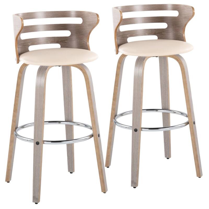 Carson Carrington Cranagh 30" Fixed-Height Bar Stool with Bent Wood Legs & Round Footrest (Set of 2)