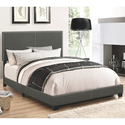 Copper Grove Maracay Charcoal Upholstered Bed with Nailhead Trim