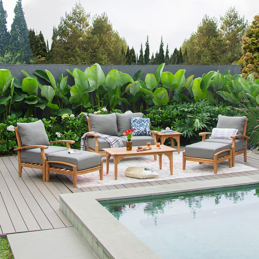 Cambridge Casual Leon 7-piece Teak Patio Conversation Set