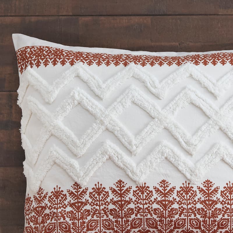 INK+IVY Mila Auburn 3 Piece Cotton Comforter Set with Chenille Tufting