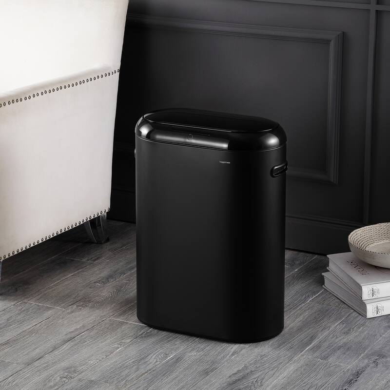 happimess Robo Kitchen 13.2-Gallon Slim Oval Motion Sensor Touchless Trash Can with Touch Mode